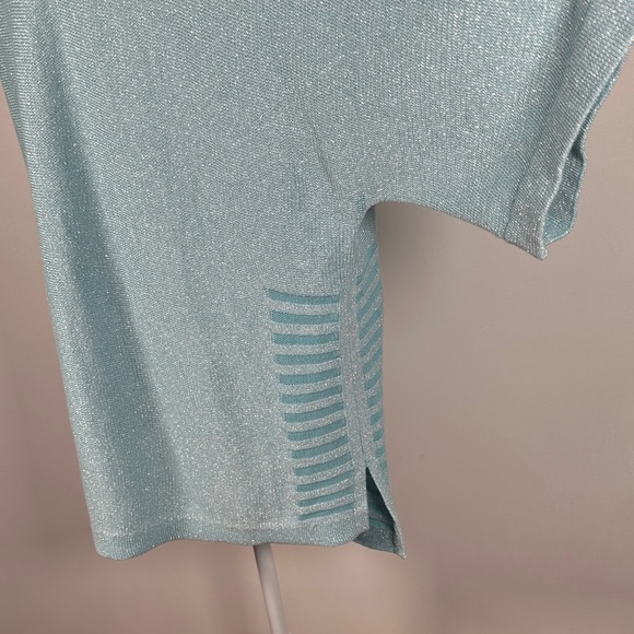 Chico’s Baby Blue Sparkle Metalic oversized Top, Size 3  (XL) - Picture 6 of 12